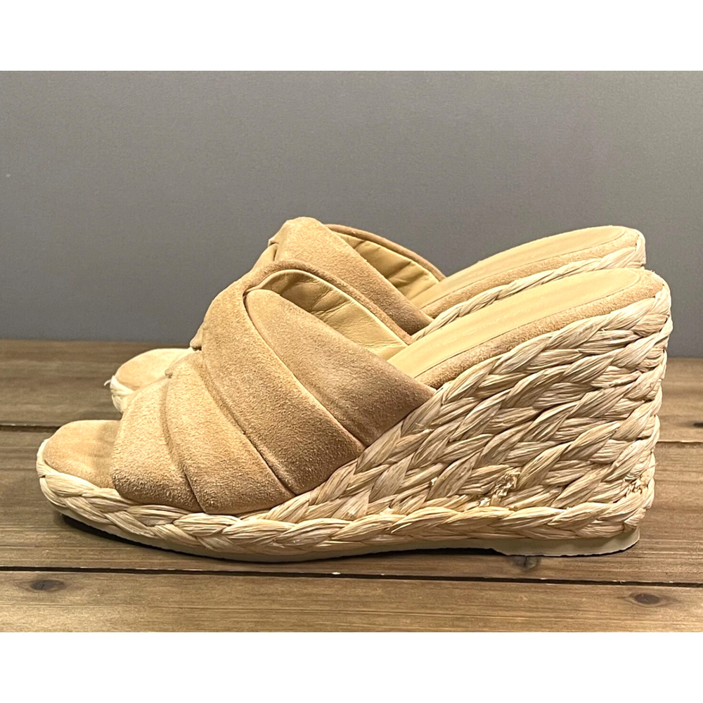 Vince Women's Gilian Espadrille Wedge Heel Sandals Size 5 Blonde Tan Suede - Picture 6 of 16